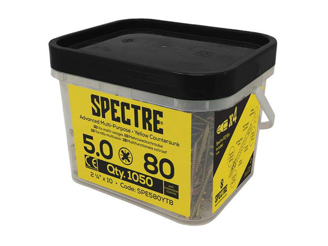 Forgefix Spectre PZ Compatible Wood Screw CSK ZYP 5.0 x 80mm - Mega Tub of 1,050