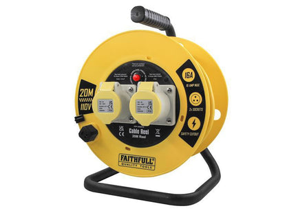 Faithfull Power Plus Open Cable Reel 110V 20M 16A 2 Socket (1.5Mm Cable)