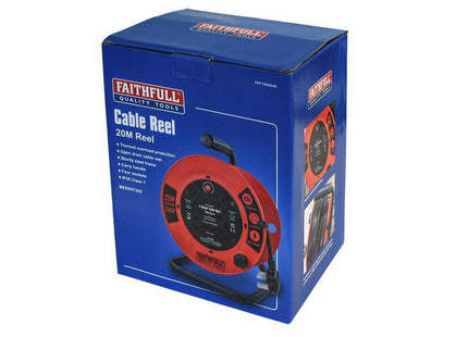 Faithfull Power Plus Open Cable Reel 240V 20M 13A 4 Socket (1.25Mm Cable)