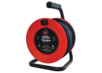 Faithfull Power Plus Open Drum Cable Reel 240V 13A 2-Socket 20M