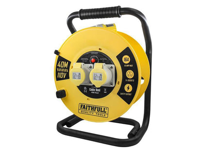 Faithfull Power Plus Open Cable Reel 110V 40M 16A 2 Socket (1.5Mm Cable)