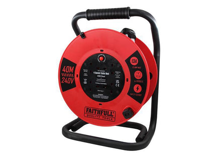 Faithfull Power Plus Open Cable Reel 240V 40M 13A 4 Socket (1.25Mm Cable)