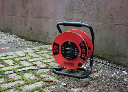 Faithfull Power Plus Open Cable Reel 240V 40M 13A 4 Socket (1.25Mm Cable)