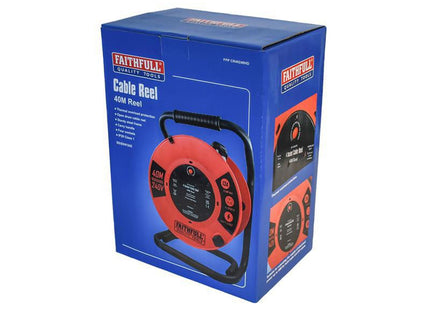 Faithfull Power Plus Open Cable Reel 240V 40M 13A 4 Socket (1.25Mm Cable)