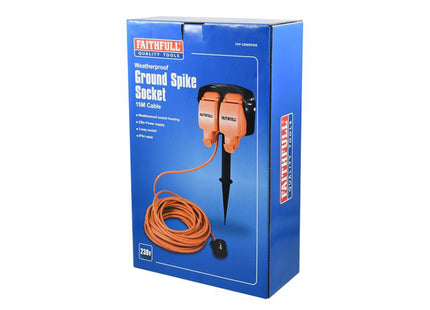 Faithfull Power Plus Outdoor Ground Spike Socket Ip54 230V 15M 13A
