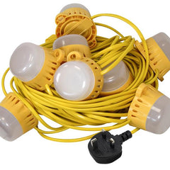 Faithfull Power Plus Festoon Lights 10 LED Bulbs 240V 22m