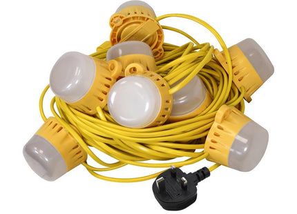 Faithfull Power Plus Festoon Lights 10 LED Bulbs 240V 22m