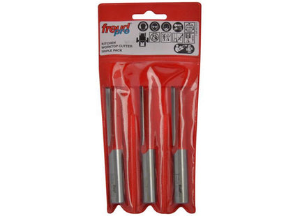 Freud Straight Worktop Jig Kitchen Cutter 12.5 X 50.5Mm 1/4In Shank 3 Pack