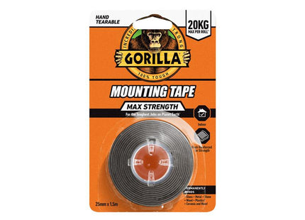 Gorilla Glue Max Strength Indoor Mounting Tape 25mm x 1.5m Black