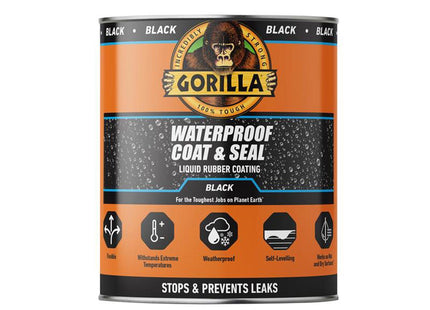 Gorilla Glue Waterproof Coat & Seal Liquid Rubber Coating Black 946Ml