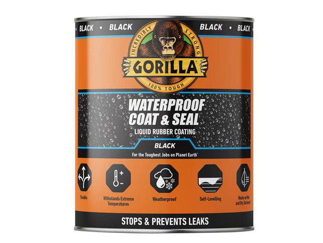 Gorilla Glue Waterproof Coat & Seal Liquid Rubber Coating Black 946Ml