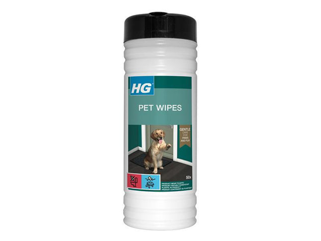 HG Pet Wipes Tub Of 50 - Large, Soft, Alcohol-Free Wipes for Dogs