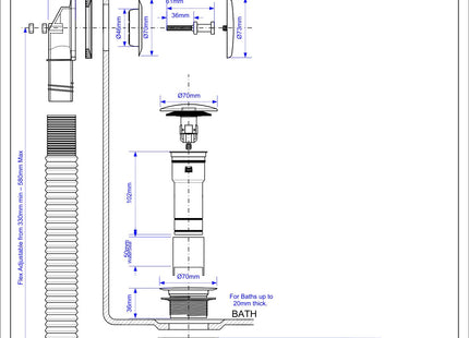 McAlpine Bath Trap Waste & O/Flow -  Brushed Brass