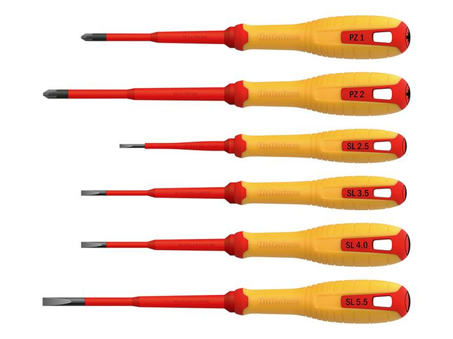 Hultafors VDE Pozidriv & Slotted Screwdriver Set, 6 Piece HUL444465