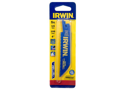 IRWIN 414R Sabre Saw Blade Metal Cutting 100mm 14 TPI Pack of 5