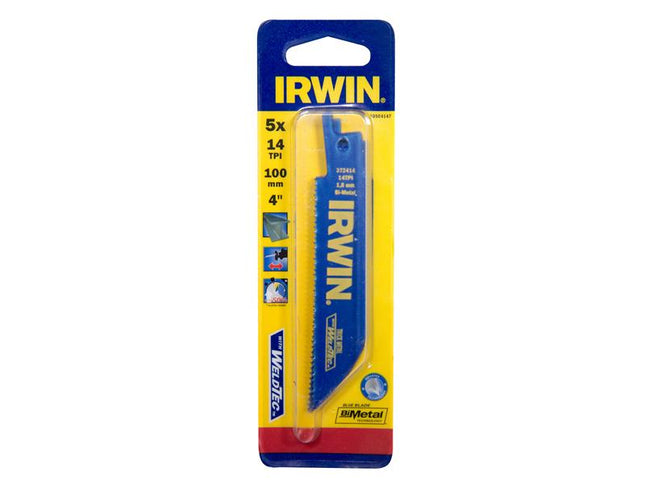 IRWIN 414R Sabre Saw Blade Metal Cutting 100mm 14 TPI Pack of 5