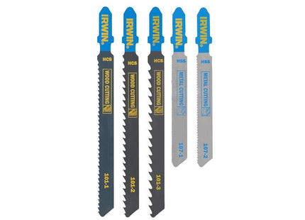 IRWIN® HCS/HSS T-Shank Jigsaw Blade Set, 5 Piece                                       