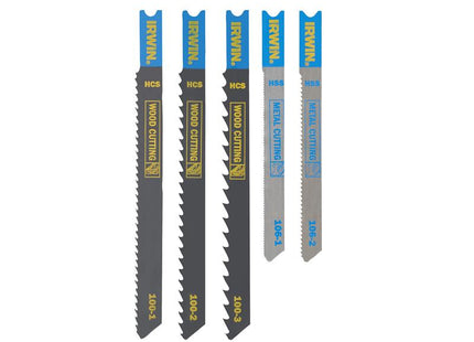 IRWIN® HCS/HSS U-Shank Jigsaw Blade Set, 5 Piece                                       