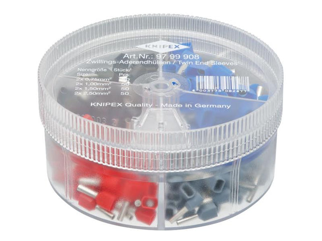 Knipex Insulated Twin Wire Ferrules Assortment Box, 200 Piece