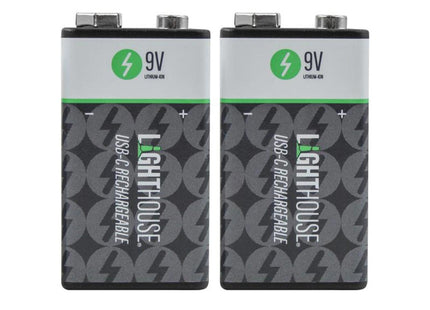 Lighthouse 9V Usb-C Rechargeable Li-Ion Battery Pack Of 2