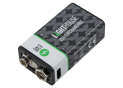 Lighthouse 9V Usb-C Rechargeable Li-Ion Battery Pack Of 2