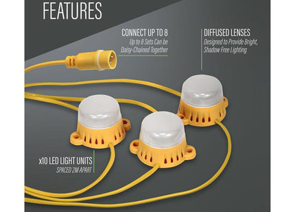 Lighthouse Led Festoon Lights 22M 10 Bulbs 110V