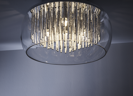 Stanford Clear Glass Round Shade 34Cm 4 Light Flush Ceiling Light