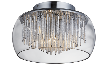 Stanford Clear Glass Round Shade 34Cm 4 Light Flush Ceiling Light