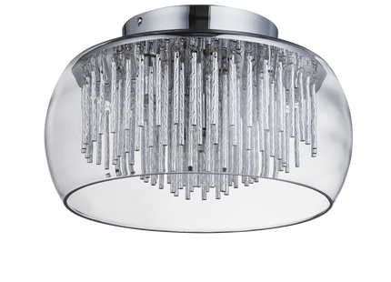 Stanford Clear Glass Round Shade 34Cm 4 Light Flush Ceiling Light