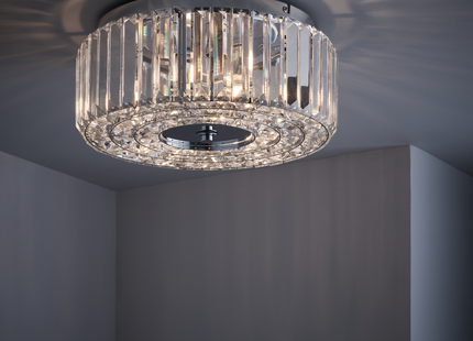 Colton 4 Light 35Cm Flush Crystal Drum Chandelier