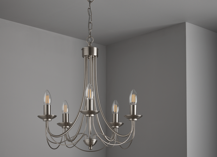 Tilney 5 Light Candle Chandelier Satin Silver