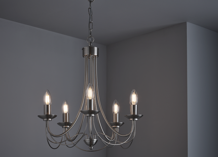 Tilney 5 Light Candle Chandelier Satin Silver