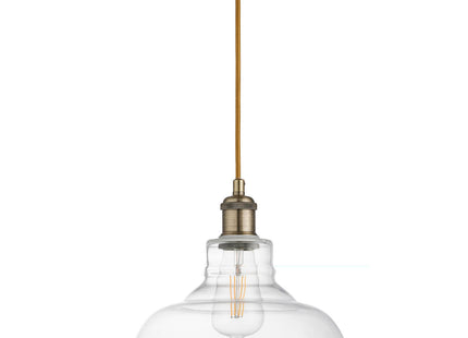 Witton Modern Glass Pendant Antique Brass Ceiling Light 28Cm