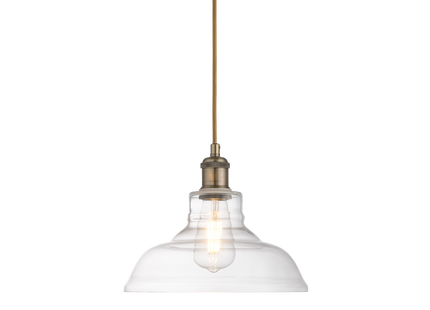 Witton Modern Glass Pendant Antique Brass Ceiling Light 28Cm