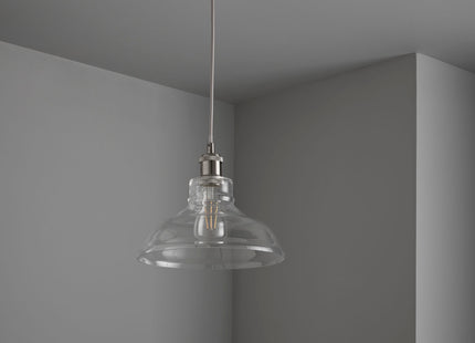 Witton Modern Glass Pendant Satin Silver Ceiling Light 28Cm