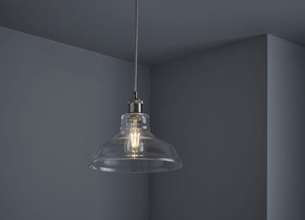 Witton Modern Glass Pendant Satin Silver Ceiling Light 28Cm