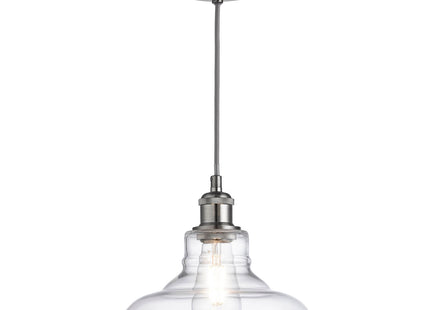 Witton Modern Glass Pendant Satin Silver Ceiling Light 28Cm