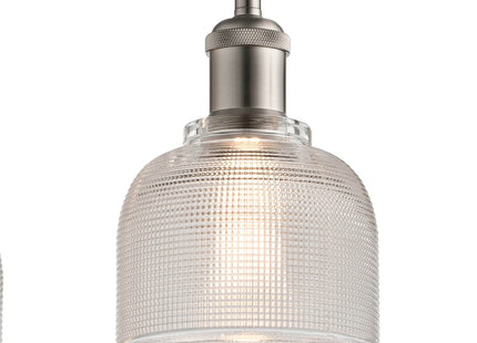 Lyngate 3 Light Industrial Diner Bar Pendant With Holophane Glass Stainless Steel