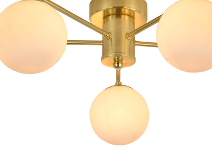 Salle 5 Light Modern Gold Flush Frosted Glass Ceiling Light