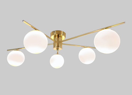 Salle 5 Light Modern Gold Flush Frosted Glass Ceiling Light