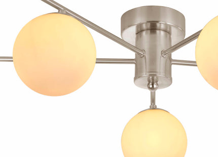 Salle 5 Light Modern Stainless Steel Flush Frosted Glass Ceiling Light