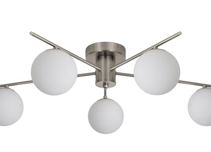 Salle 5 Light Modern Stainless Steel Flush Frosted Glass Ceiling Light