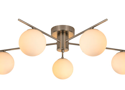 Salle 5 Light Modern Stainless Steel Flush Frosted Glass Ceiling Light