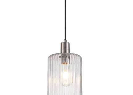 Holt 1 Light Fluted Glass Pendant Stainless Steel Ceiling Light