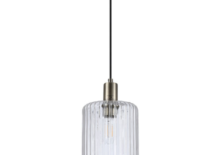 Holt 1 Light Fluted Glass Pendant Antique Brass