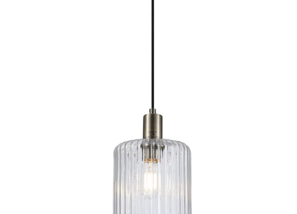 Holt 1 Light Fluted Glass Pendant Antique Brass