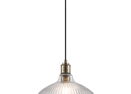 Thetford Glass Dome Pendant Antique Brass Ceiling Light