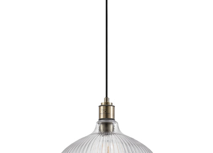 Thetford Glass Dome Pendant Antique Brass Ceiling Light