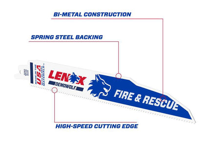 Lenox Demowolf Reciprocating Saw Blade 229 X 25 X 1.6mm 18 Tpi (Pack 5)