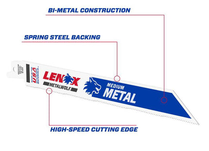 Lenox Metalwolf Wave Edge Reciprocating Saw Blade 203 X 19 X 0.9mm 18 Tpi (Pack 25)